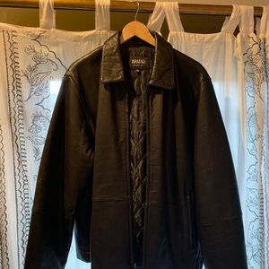 vintage black leather jacket